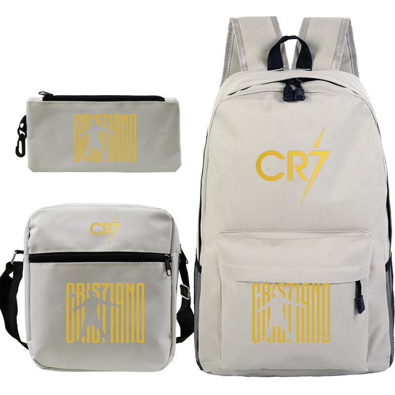 Football star Ronaldo Cr7 peripheral printing schoolbag pencil bag shoulder bag backpack three-piece set