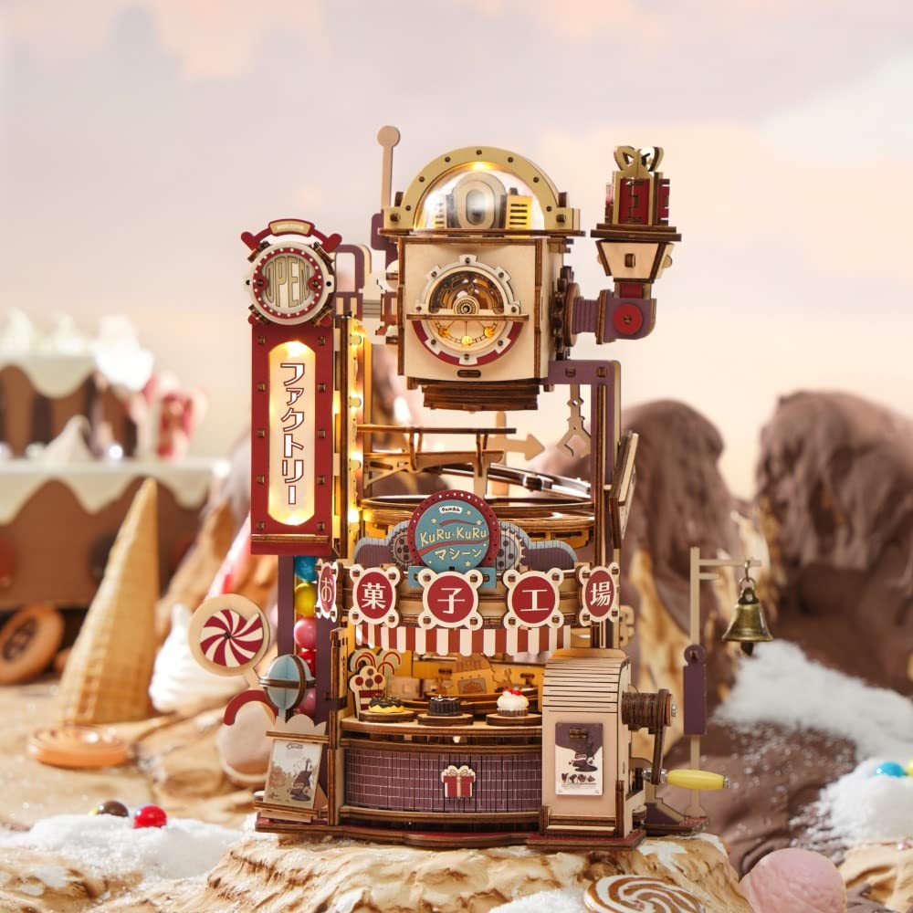 Moving 3D Wooden Puzzle Candy Factory with Japanese Instructions Tsukurundesu®