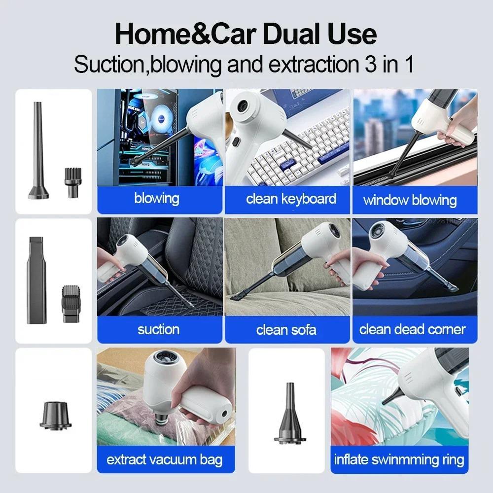 Autostaubsauger 4-in-1 Kabelloser Staubsauger Handstaubsauger Vakuumpumpe für Autoreiniger Kabellose leistungsstarke Nagelpumpe Autozubehör