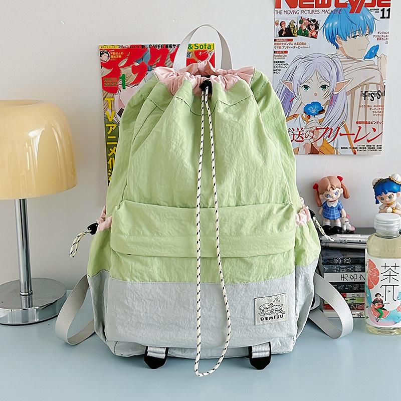 Schoolbag is a hot seller this year, casual backpack, women's fashion contrasting colors, lightweight drawstring, mountaineering bag