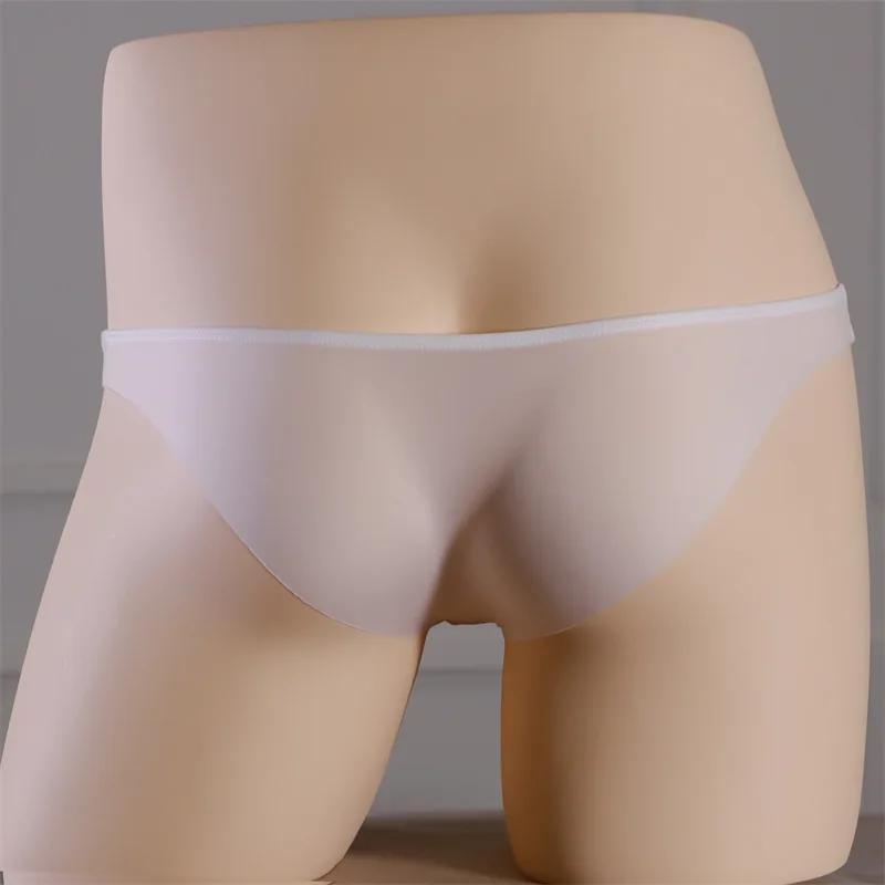 Mini-Beutel Unterwäsche Herren Sexy Eis-Seide Nahtlose Slips Atmungsaktiv Glatte Slips Weiche Mikro-Bikini-Slips Durchsichtige Unterhosen