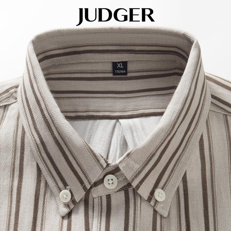 Judger Men s Breathable Tencel Linen Classic Stripe Long-Sleeve Shirt 42