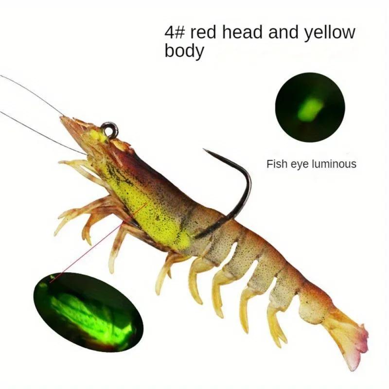 Artificial Luminous Shrimp Lure Soft Silicone Bait 1Pc 9cm 12g with Overweight Ultra-sharp Hook TPE Material Fish Accessories