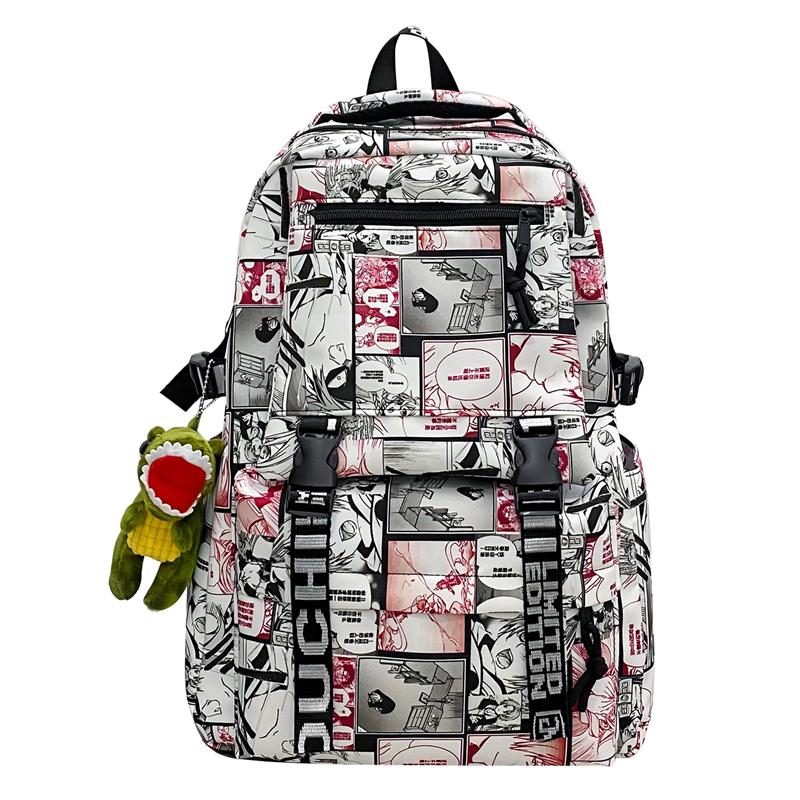 Student Skolesekk Herre Graffiti Trykk Ryggsekk Dame Stor Kapasitet Ryggsekk