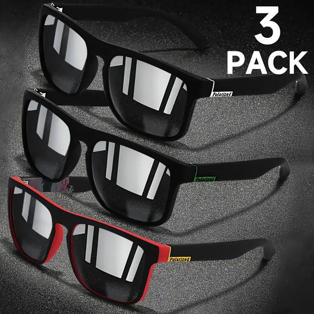 

3PCS Square Polarized Sunglasses Anti Glare Sun Shades For Summer Party Vacation Travel Driving Fishing