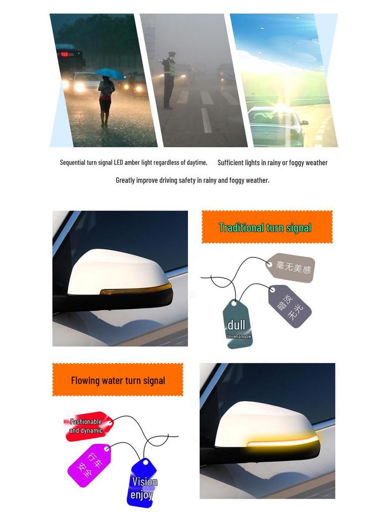 BMW 6 Series (2011-2017) Rearview Mirror Sequential Blue Turn Signal Light Modification