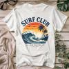 Retro Surf Club Ride The Tide Tee | Vintage Beach Wave Palm Tree