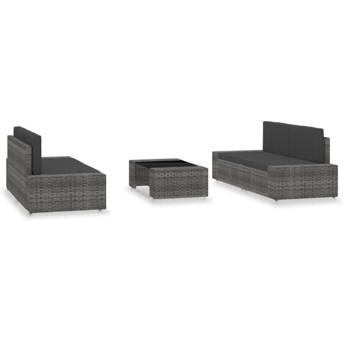 VidaXL Salon de jardin 5 pcs Résine tressée Gris