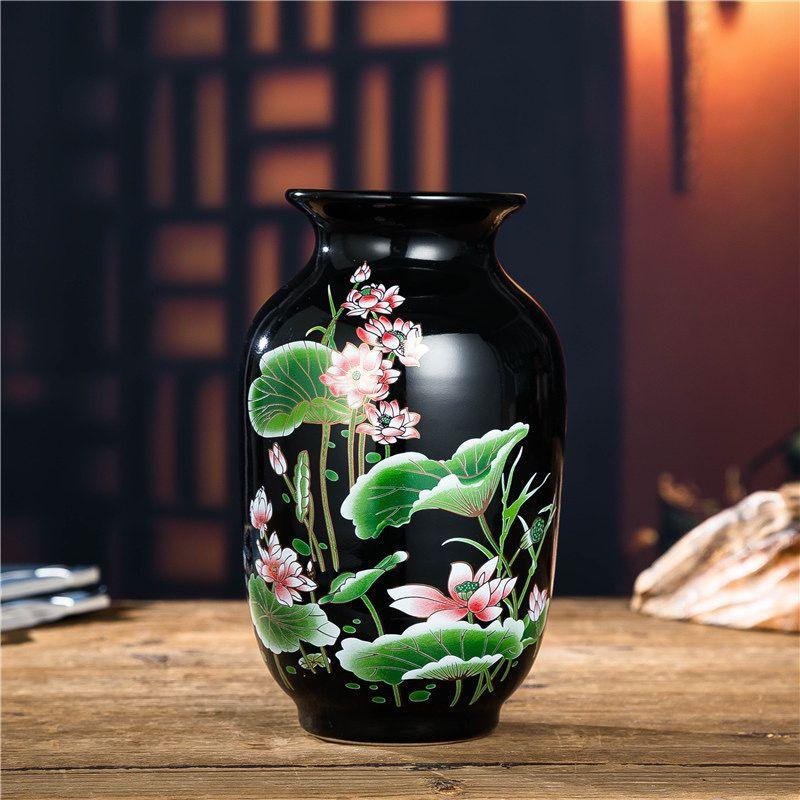 Jingdezhen Ceramic Vase Chinese Classic Porcelain Flower Pot+Base Figurines Home Furnishing Table Ornaments Crafts Decor Items