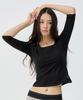 Chaebteoegseu Square Neck Shoulder Cutout Pillow Sleeve (Black)