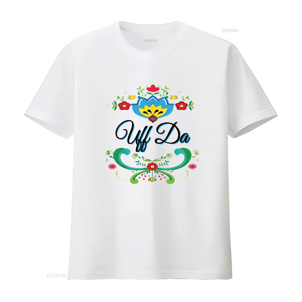 Womens Uff Da Norwegian Rosemaling Funny T Shirt Vintage Washed Unisex Graphic Top For Everyday Wear Soft Streetwear