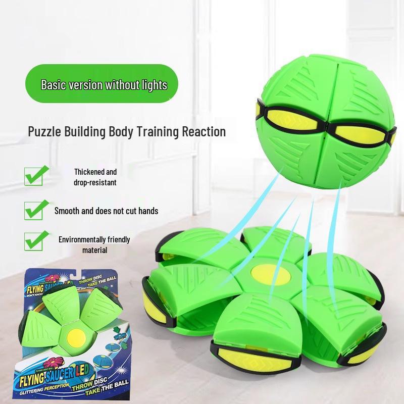 Magic Flying Saucer Ball: Deformable Outdoor Stomp Toy with Lights for Kids