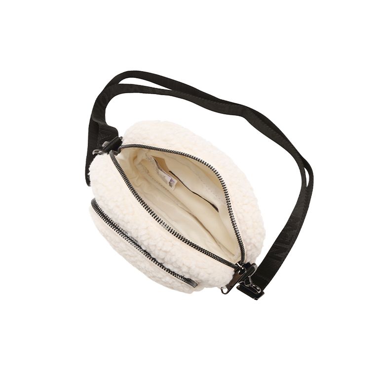 MLB New York Yankees Fleece Wool Mini Shoulder Crossbody Bag Women Bags White 32BGDF011-50I