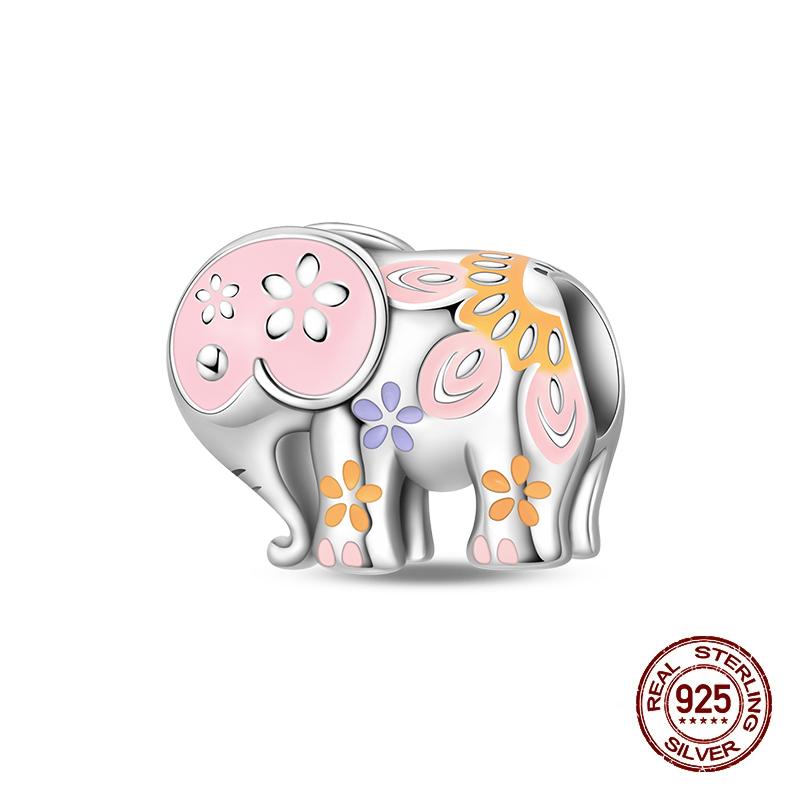 Compatible With Authentic Bracelets Copper Charm Bead Charms Bead Charms Pink Flowers Elephants Charm Bead Charms Ideal For Women Fine Do It Yourself
