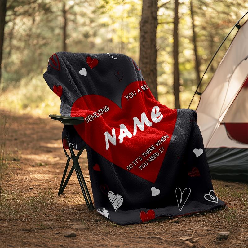 1PC Custom Name Love Letter Heart outdooor Flannel blankets Patterns Throw Blanket All-Season Soft Gift for Couch, Bed, Camping gifts
