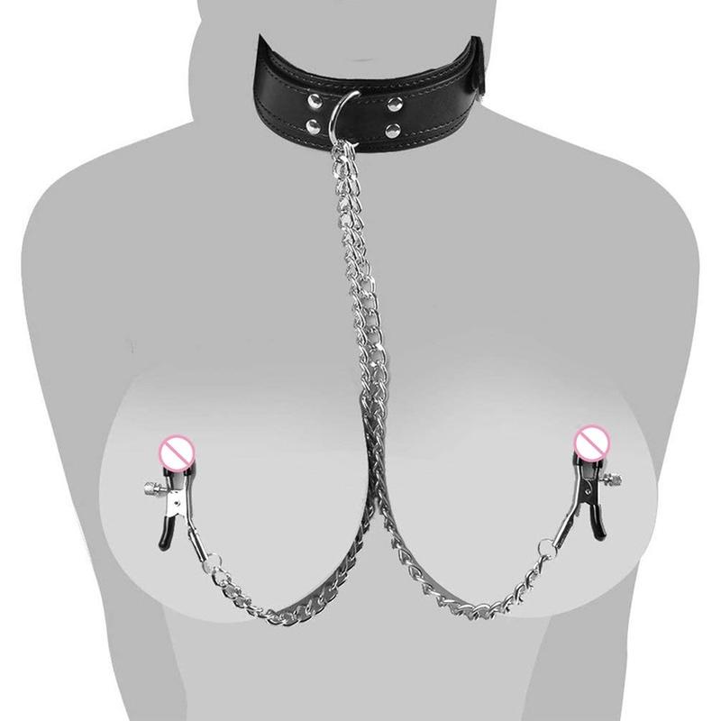 Sex Shop BDSM Bondage Fesseln Fetisch Halsband Kette Halsbänder Kollokation Nippelklemmen Keine Vibratoren Erotisches Sexspielzeug für Erwachsene