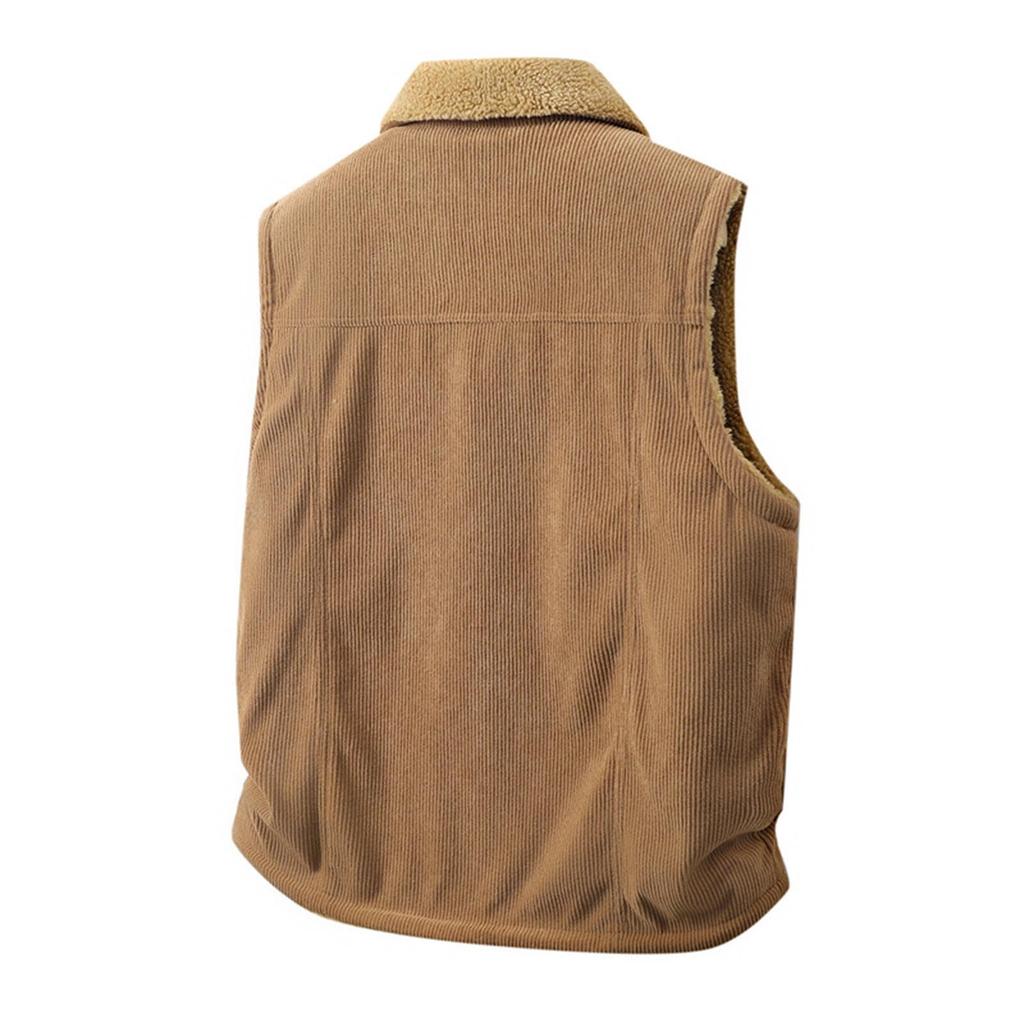 Herren Casual Innen- und Außenfarblich abgestimmte Reißverschlusswesten, Herren Doppelseitige Fleece Warme Lammfell Reverswesten