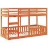 Bunk Bed Wax Brown 75 x 190 cm Solid Pine Wood