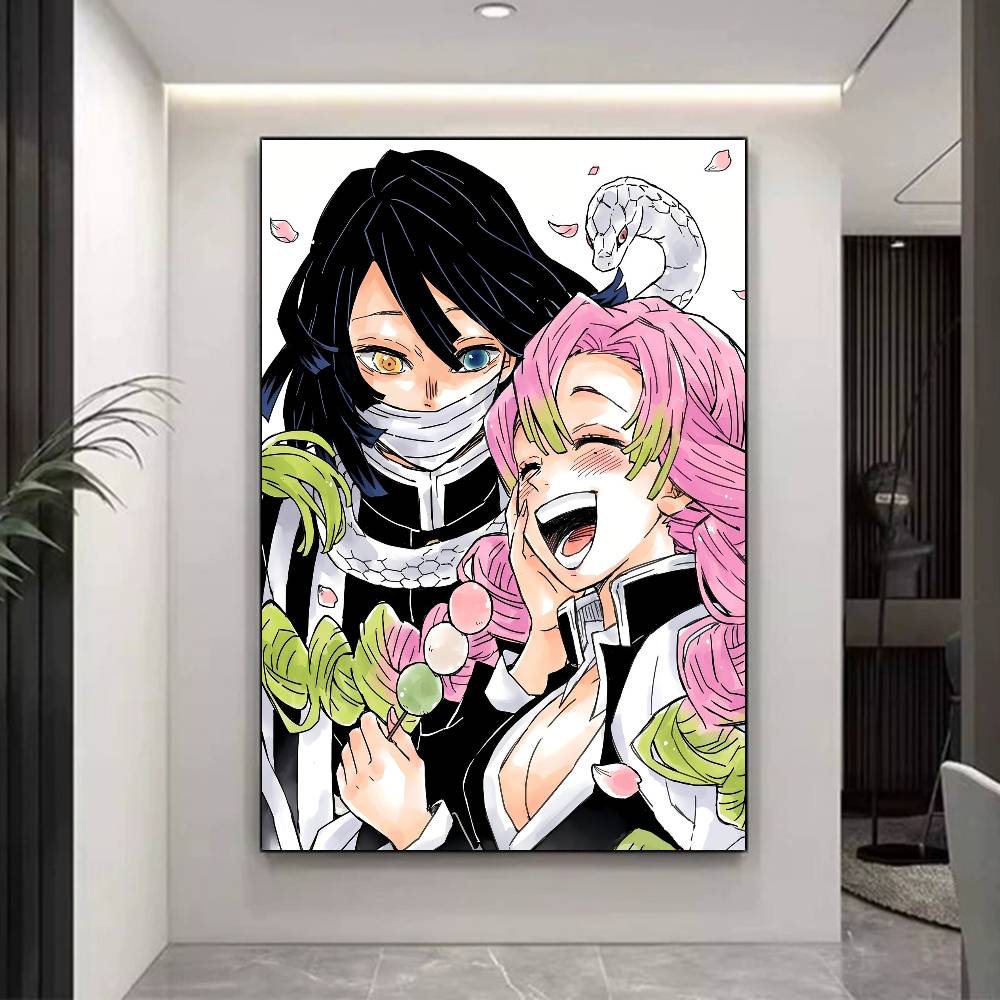 Anime Romance M-Mitsuri And O-Obanai Whitepaper Poster Waterproof Paper Sticker Coffee House Bar Aesthetic Art Wall Painting