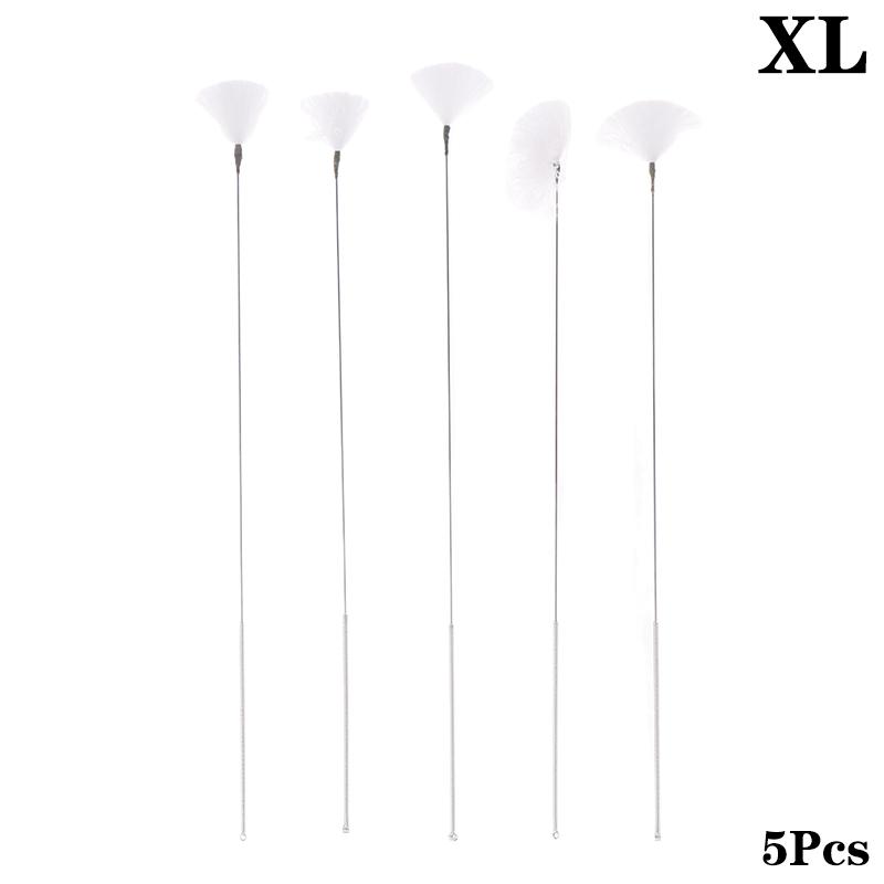 1/5Pcs Goose Feather Stick Ear Picking Elastic Earwax Cleaner Stick Massage Chicken Peacock Feather Silver Needle Ear Dig Tool