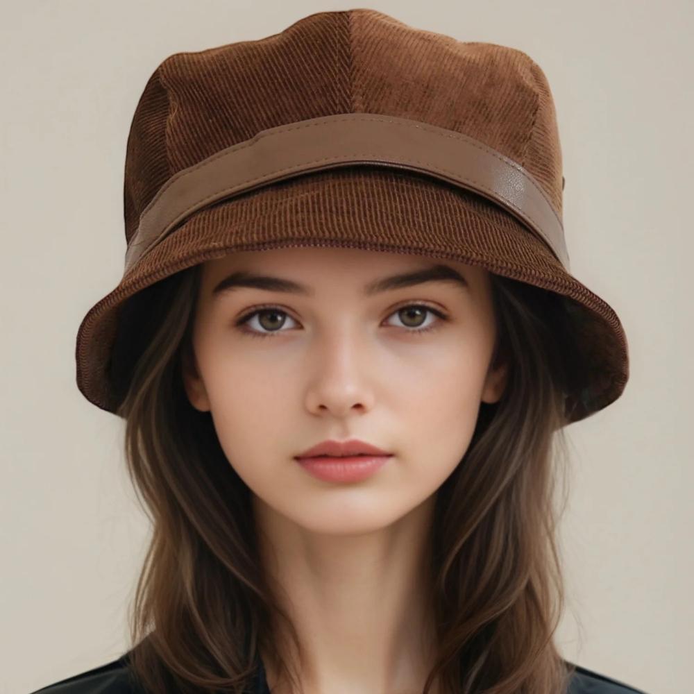 2025 new autumn and winter corduroy fisherman hat for women warm ear protection and face-protecting small versatile casual and f