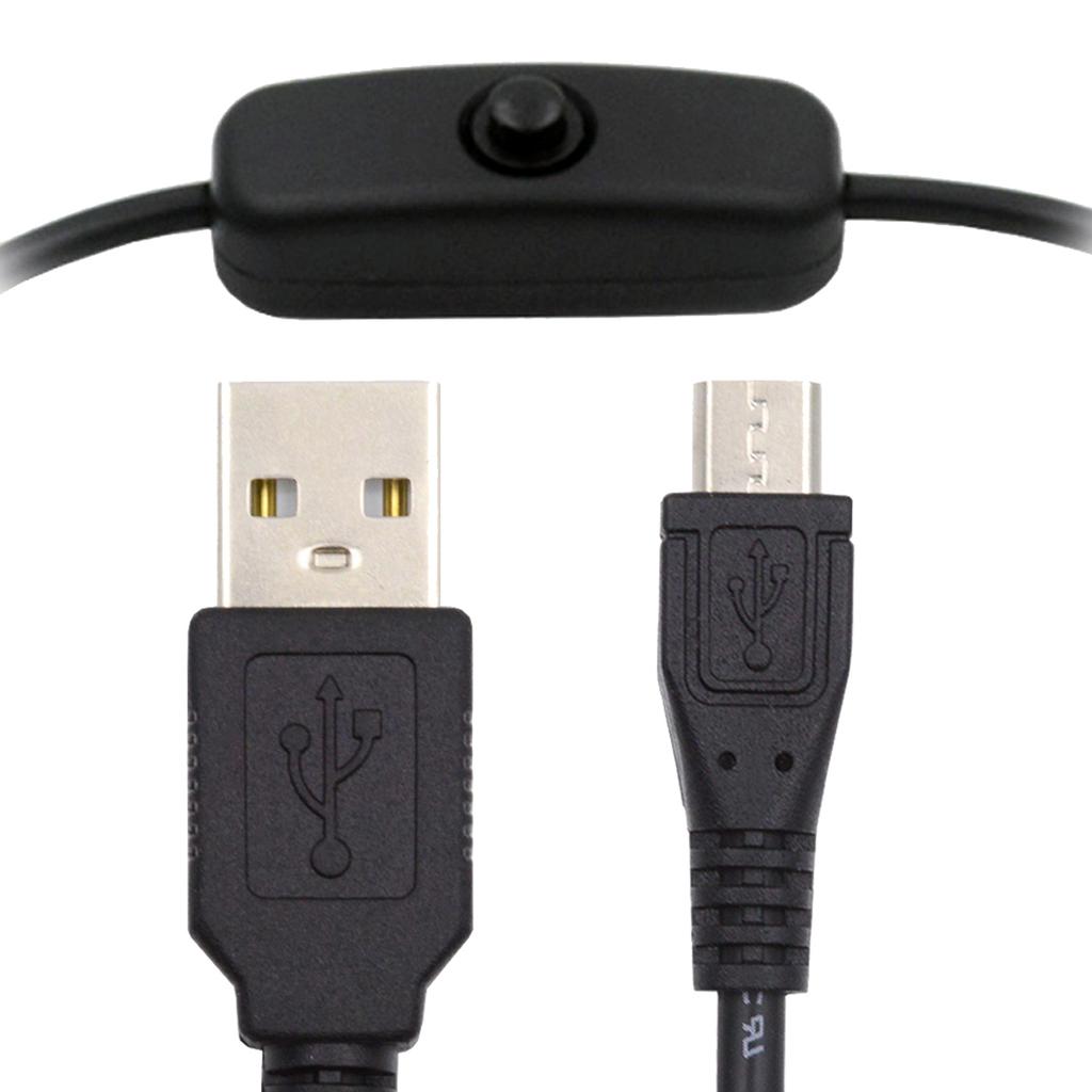 PW-015-MM 1.5m Micro USB Male to USB-A Male Cable with Power On/Off Button for DC5V Desk Lamp Fan Camera