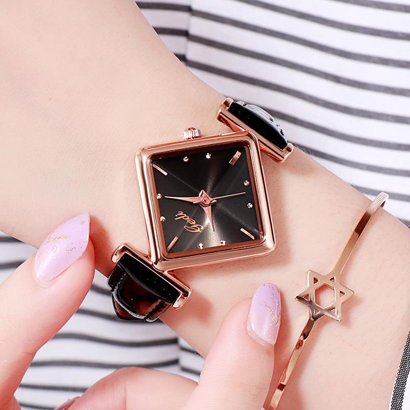 Fashion Creative Rhombus Watch Women S Niche High-End Belt Quartz Watch
