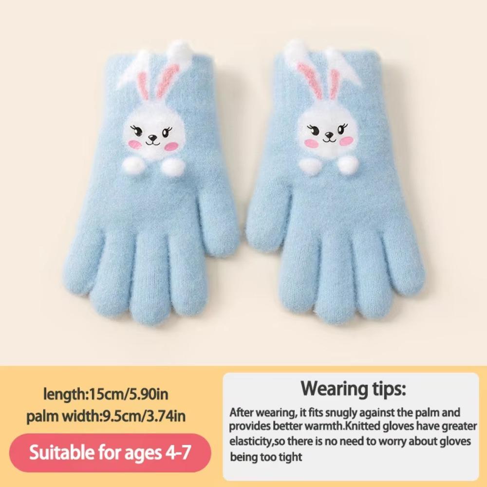 Thickened Rabbit Knitted Mittens Windproof Child Cold-Proof Gloves Winter Warm Gloves  Child