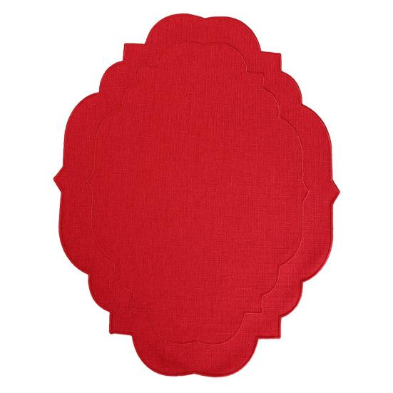 

Linen Placemats with Embroidery Overlocking Dining Placemats Durable Anti-Slip Table Protector for Hotel Restaurant Kitchen A красный