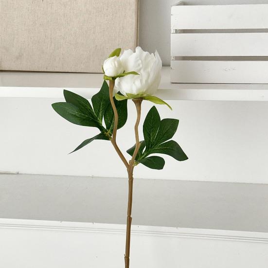 Künstliche Pfingstrosenblüten, 17 Zoll Realistische Kunstpfingstrose mit 1 Knospe, Lebensechtes Pfingstrosenbukett mit Stiel für Vasenarrangement, Tischdekoration für Hochzeiten, Innenbereich