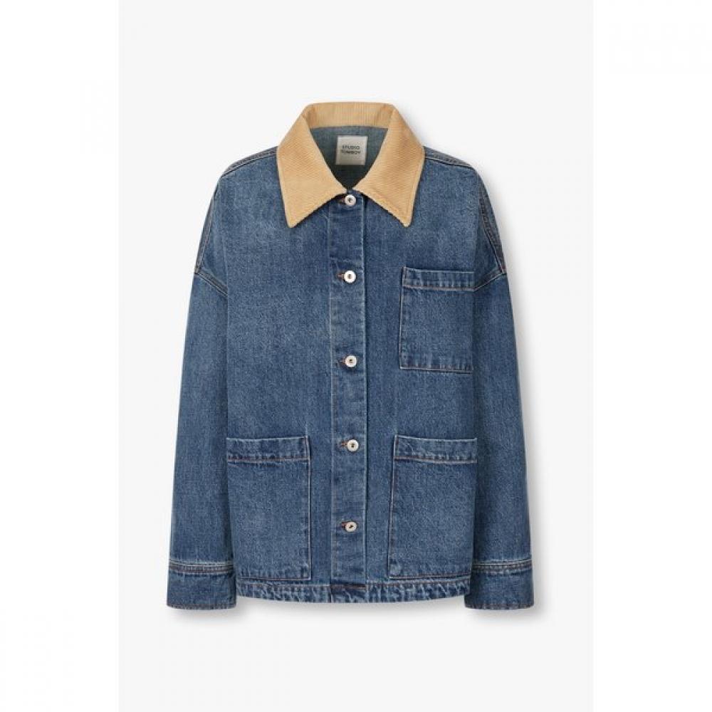 

Studio Tomboy Corduroy Colorblock Denim Jacket 9165313871ar 99 (black)/One size