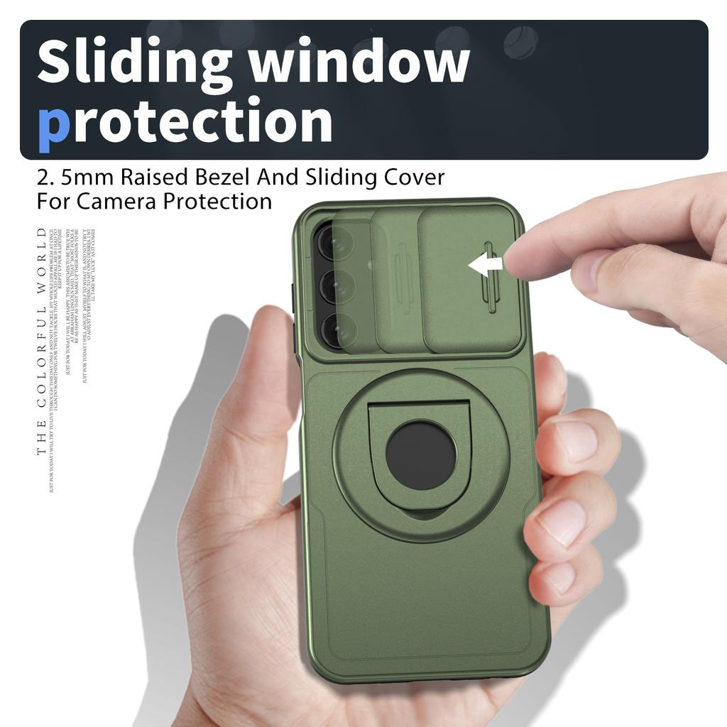 For Samsung Galaxy A05s 4G Case Built-in KickstandTPU+PC Phone Cover Slide Lens Protection