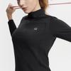 Fila Fitted Solid Color Comfortable Stand Collar Long Sleeve T-Shirt Women Tops Deep-Black A11W511205F-BK