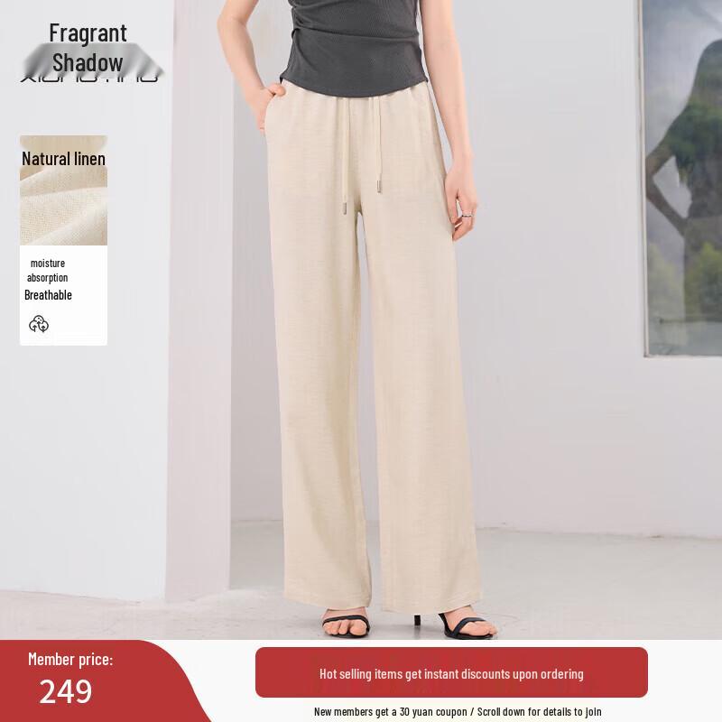 Xiangying Women s High-Waisted Linen Blend Casual Pants M