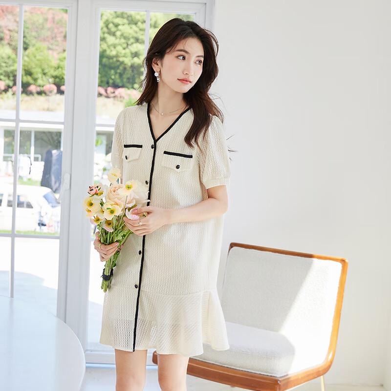 VICTORIA&VERA Women's Summer Plaid V-Neck Midi Dress