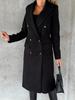 Women's Spring 2025 Versatile Woolen Double-Breasted Long Sleeve Coat with Welt Pockets