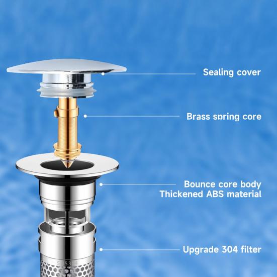 Bathroom Sink Stopper Pop-up Drain Strainer Hair Debris Catcher Sink
