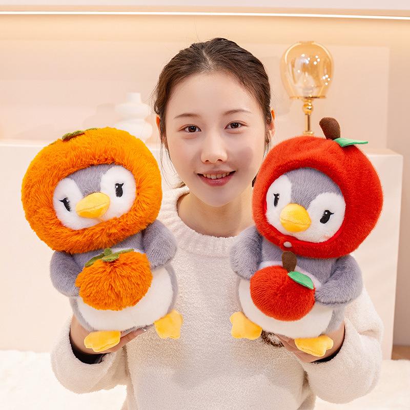 Cute Apple Persimmon Penguin Doll Plush Toy Doll Desktop Decoration Small Ornaments Girls Gift Doll
