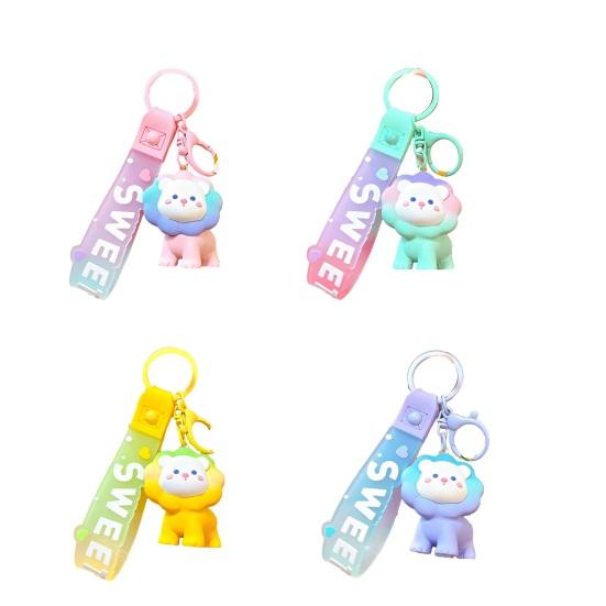 3D Cartoon Lion Keychain Cute Resin Animal Hanging Bag Charm for Purse Backpack
