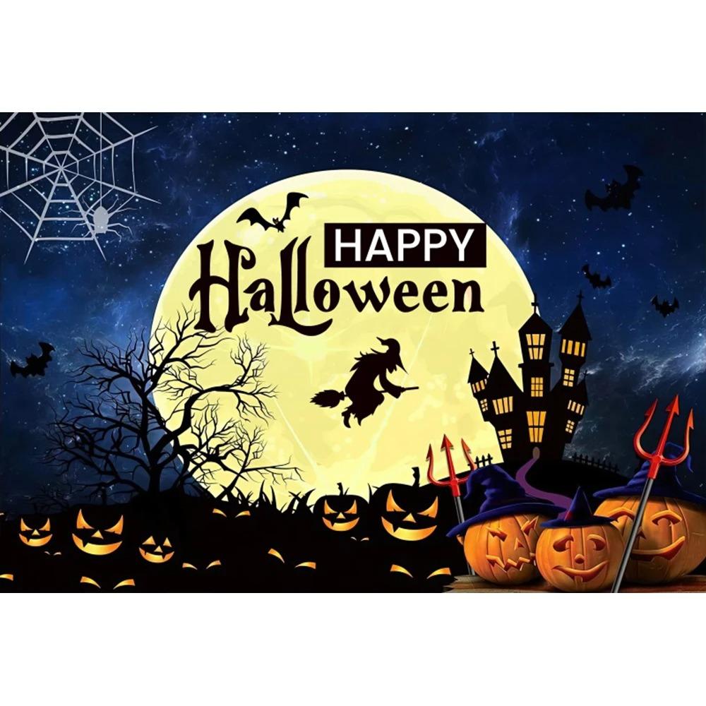 

Цирк Хэллоуин фон подвесная ткань полнолуние ночь ведьма череп карнавал вечеринка украшение фон фотостудия 150x100cm