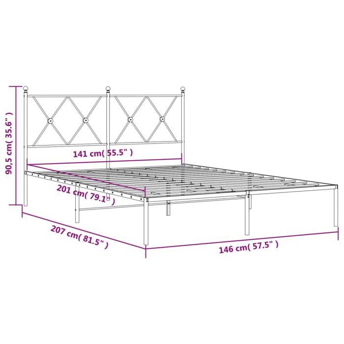 VidaXL Metal Bed Frame with Headboard Black 140x200 cm, double bed, bedroom furniture, guest bed, bed, metal bed frame, bed 376503