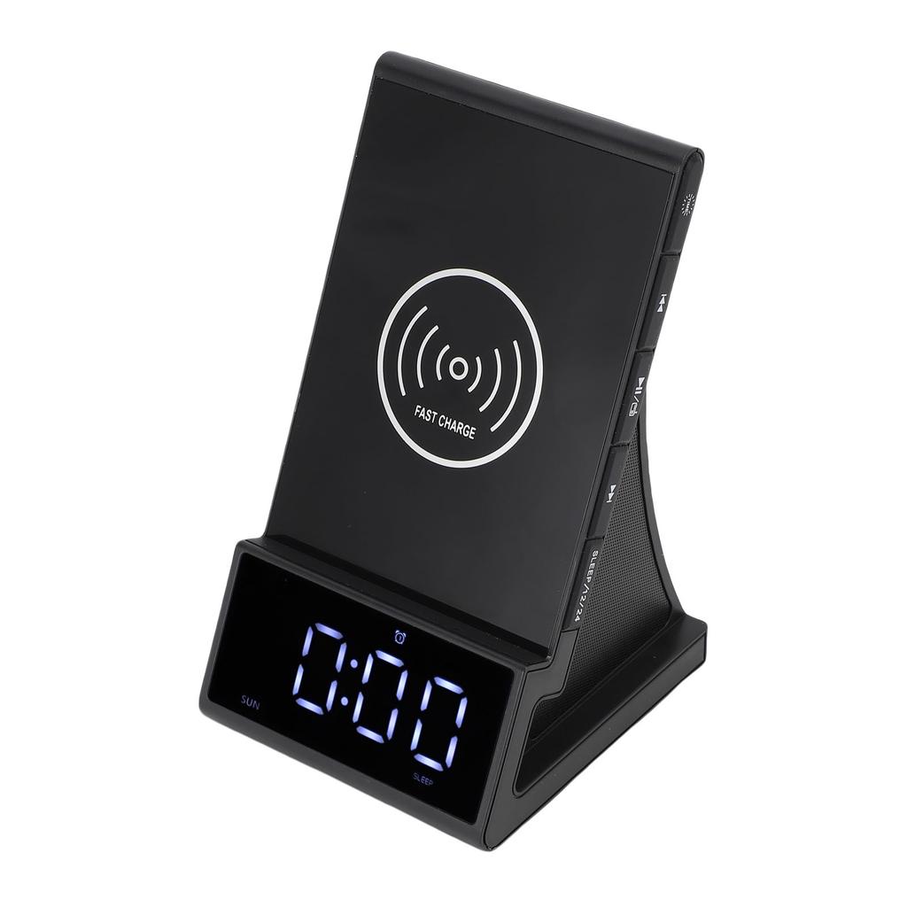 Kabellose Handy-Ladestation Wecker-Dock LED-Anzeige 4 Helligkeitsstufen   Kabelloser Lautsprecher mit Wecker für das Schlafzimmer