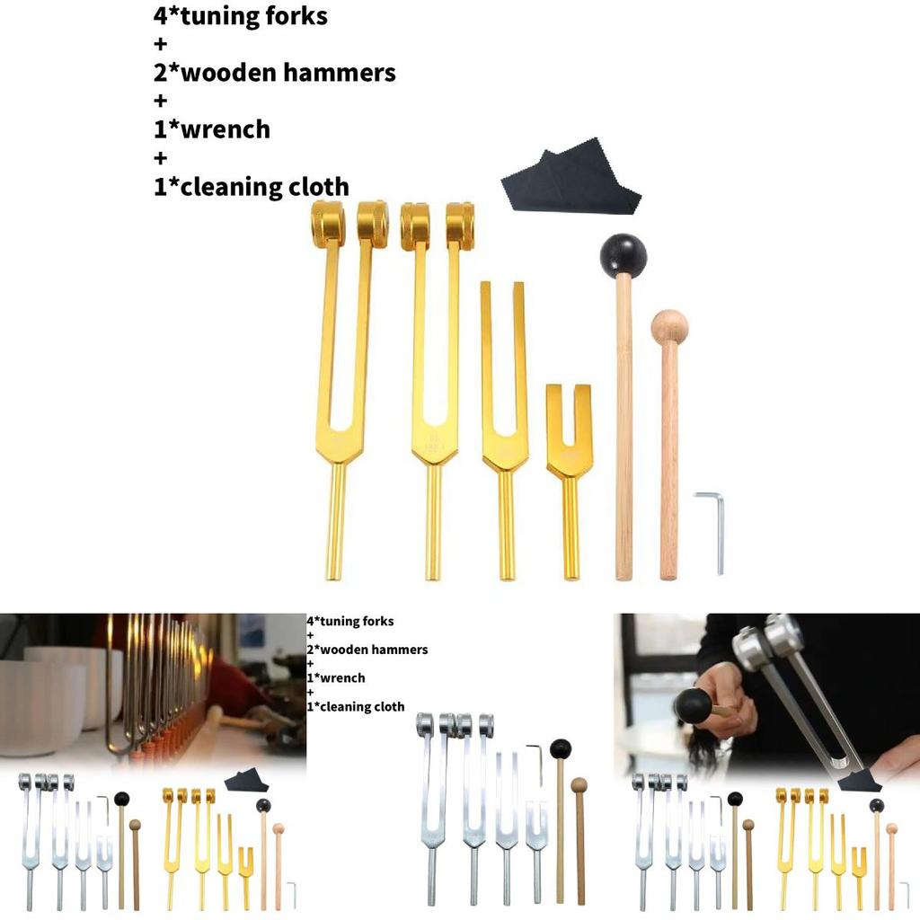 Silver Aluminum Alloy Tuning Fork Collection For Musical Instruments And Health Treatments With Carrying Bag