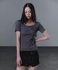 Geulouhaideu Dane Lace Button Short Sleeve T-Shirt_Charcoal
