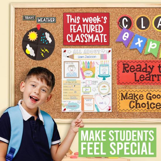 Hadley Designs All About Me Posters Elementary - 20 Star Student Poster Kindergarten, 11x14 All About Myself Star of The Week Poster Preschool,