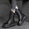 Martin boots fleece thickened large cotton medium boots thick-soled snow boots women's single boots