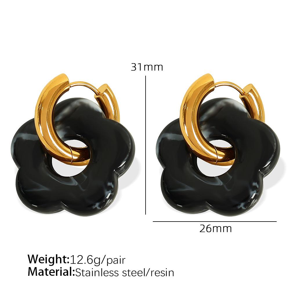 Dopamine Flower Ear Buckle Earrings Titanium Steel Stylish Simple Camellia Earrings Pastoral Jewelry