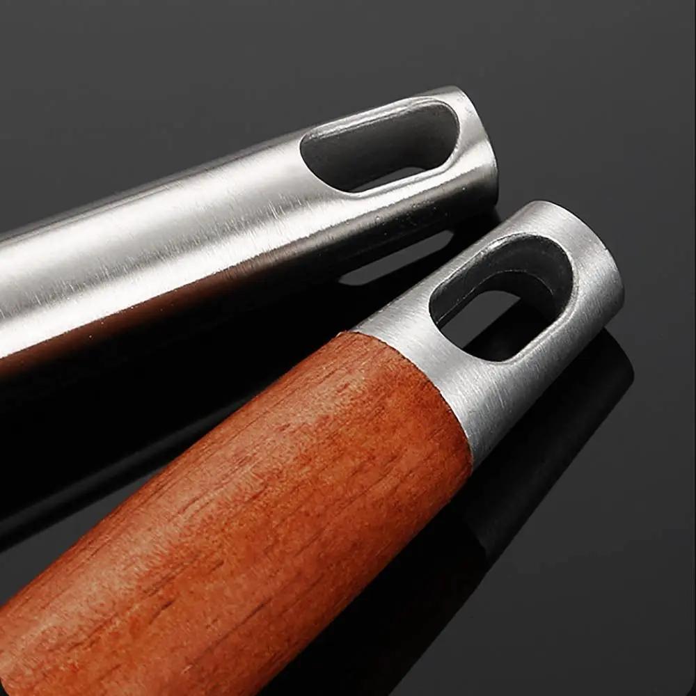 Stainless Steel Large Colander Anti Scalding Wooden Handle Fried Sieve Spoon Heat Resistant High Quality Foods Sifter