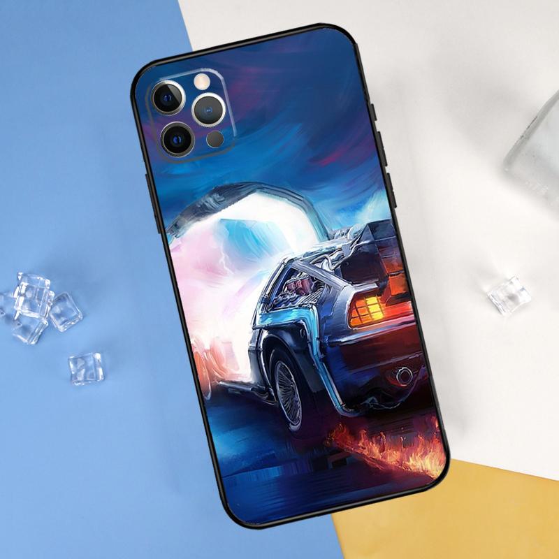 Back To The Future Time Machine Phone Case For iPhone 16 Pro Max 12 13 Mini 11 14 15 Pro Max XR 16 15 Plus 16e Cover Shell