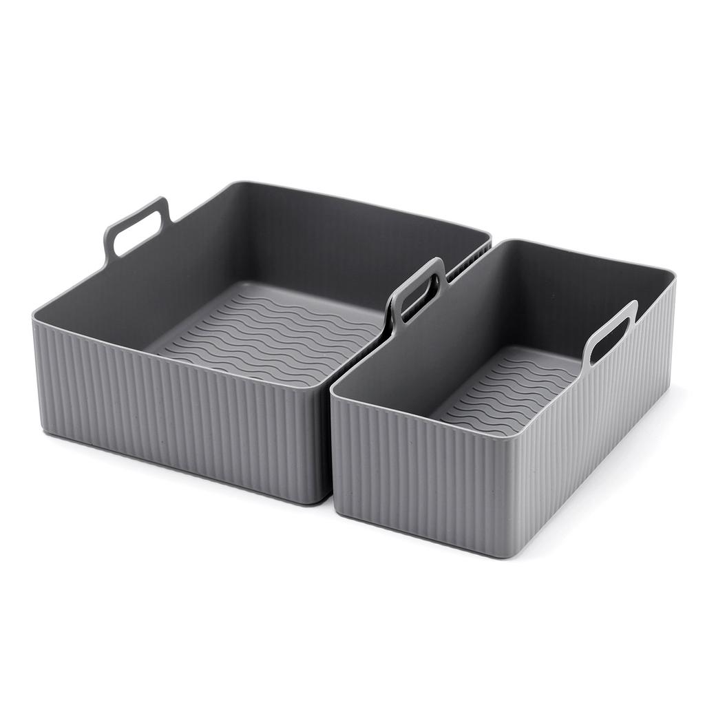 2pcs Set Silicone Air Fryer Mat AirFryer Baking Pan Mold Reusable Oven Baking Tray Pad Non-stick Basket Liners Pot Kitchen Tool